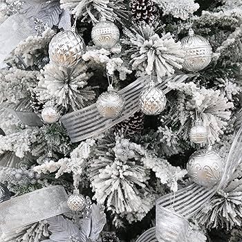 Amazon.co.jp: クリスマスボールオーナメント シルバー